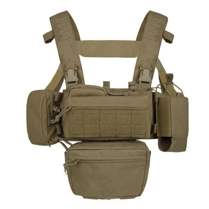 YAKEDA Tactical Vest Chest Rig: Durable 1000D Polyester with 5.56/7.62 Mag, Pistol Holder, Wing Pouch, and Molle Dangler Pouch