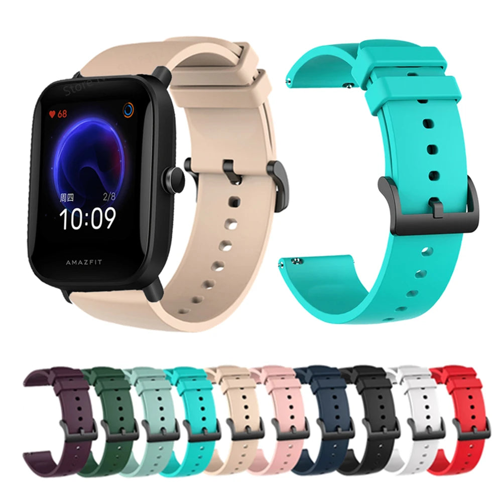 20mm Silicone Wrist Strap For Huami Amazfit Bip U Pro/Bip 3 Pro/S/GTS 4 2 Mini/GTS 4 3 2 2e Smart Watch Band Bracelet Wristband
