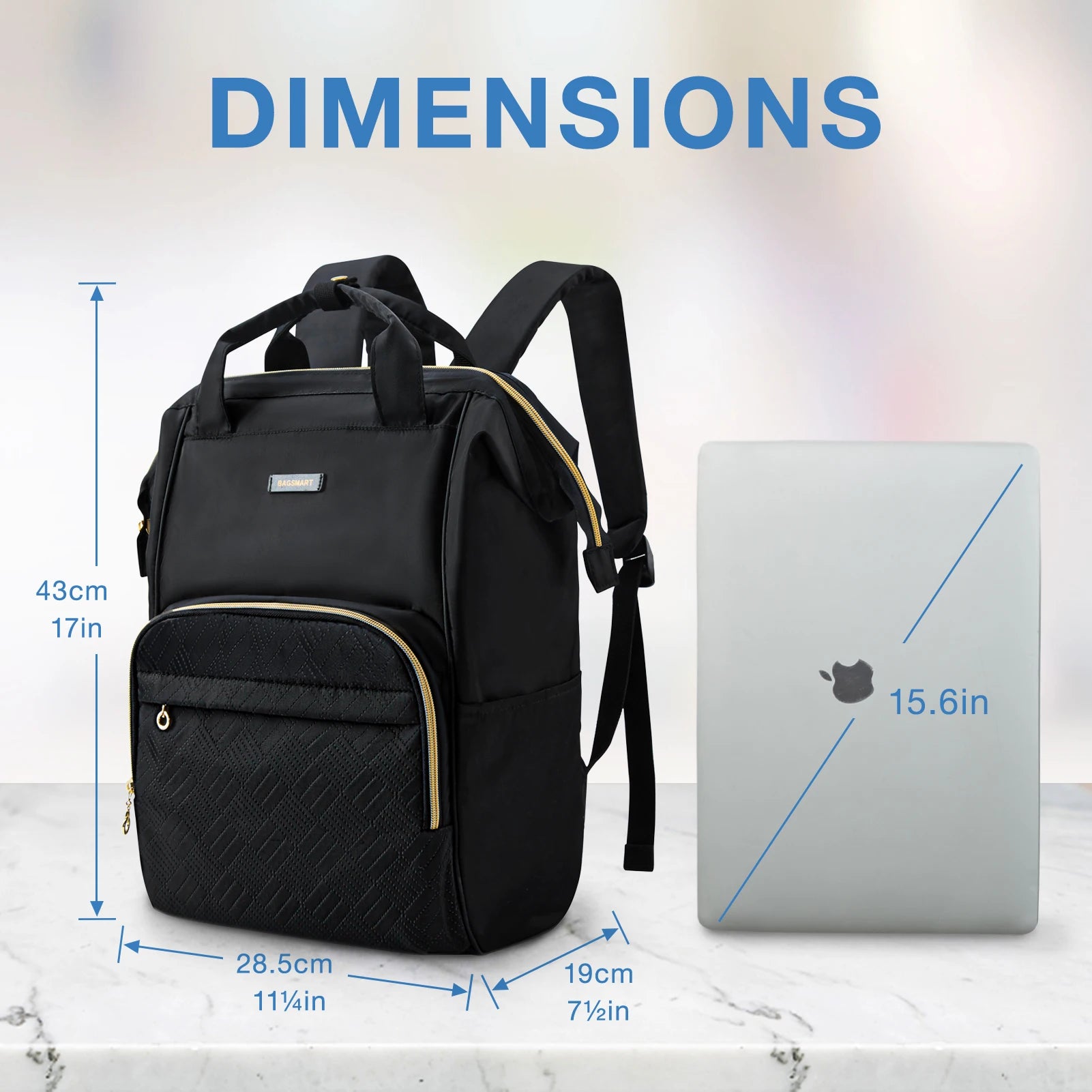 BAGSMART Laptop Backpack Waterproof Women Men Travel Business Bag Backpacks 15.6 Inch Notebook Back Pack for School College Work