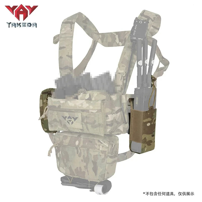 YAKEDA Tactical Vest Chest Rig: Durable 1000D Polyester with 5.56/7.62 Mag, Pistol Holder, Wing Pouch, and Molle Dangler Pouch