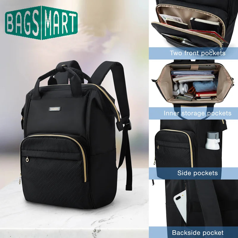 BAGSMART Laptop Backpack Waterproof Women Men Travel Business Bag Backpacks 15.6 Inch Notebook Back Pack for School College Work